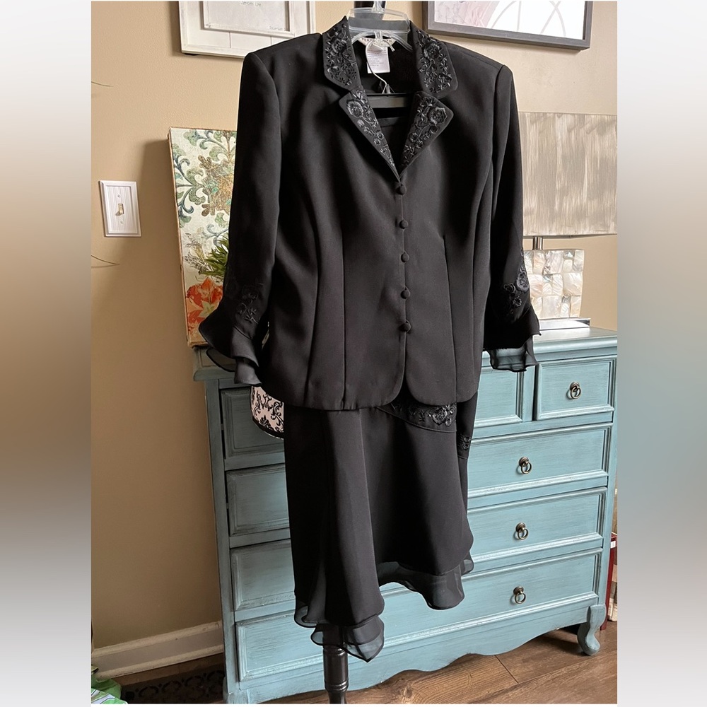 Black Designer Printed Pant Suit With Embroidery Work